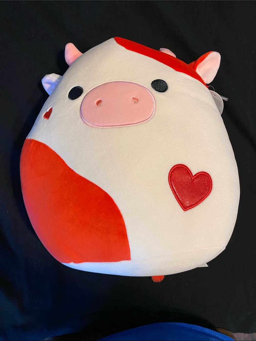 NWT Squishmallows red and white Idris the Cow Plush with Red Heart Accents